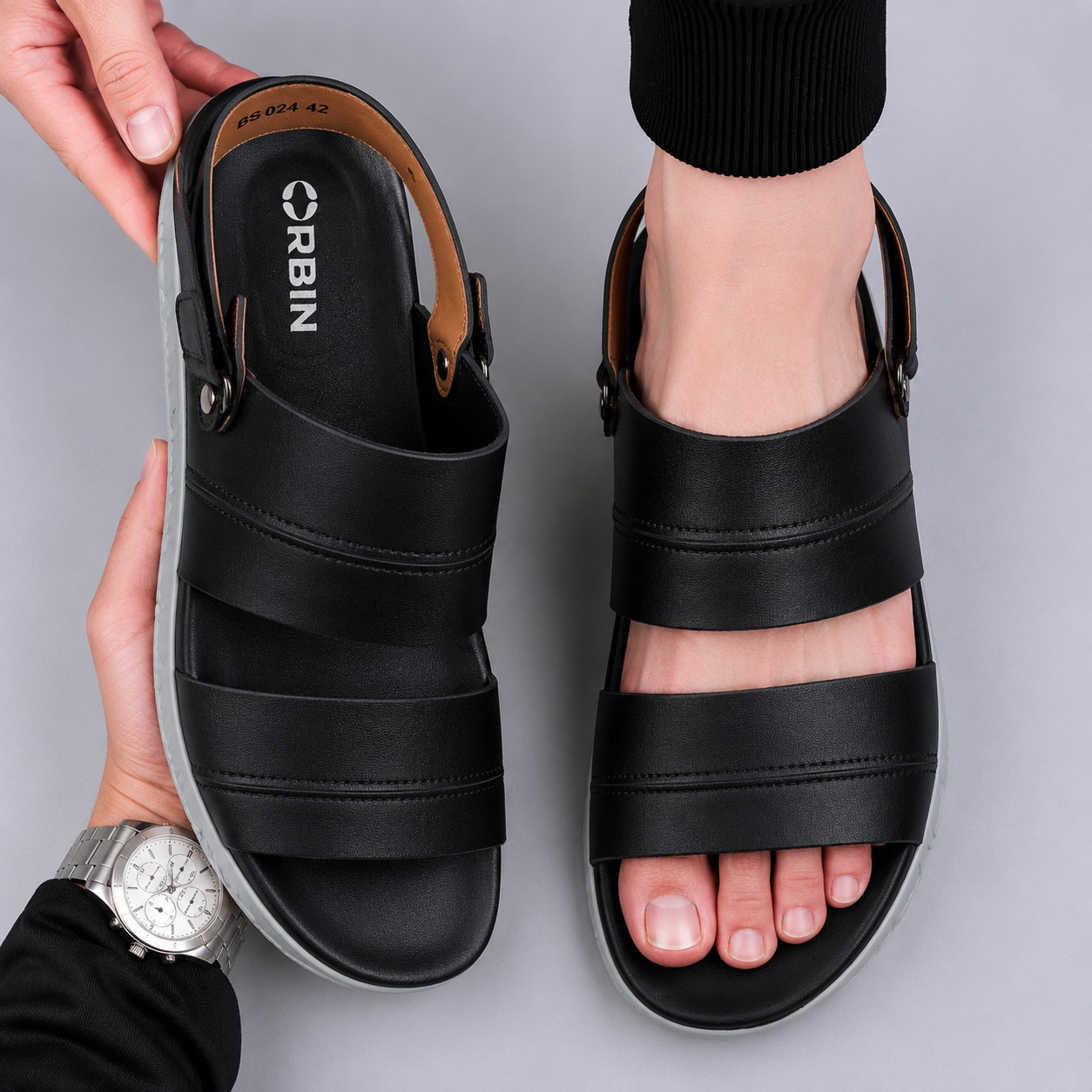 Premium Genuine Leather Sandal CODE: SM62B - Image 3
