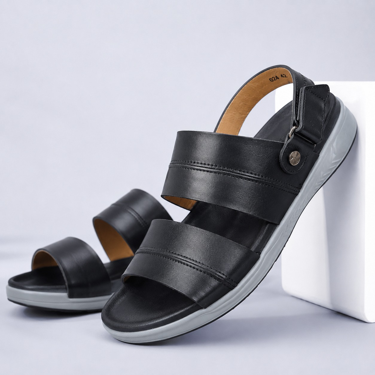Premium Genuine Leather Sandal CODE: SM62B - Image 2