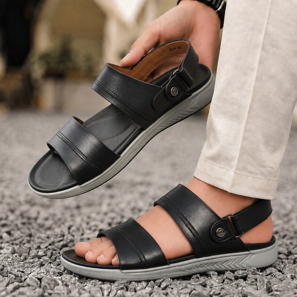 Premium Genuine Leather Sandal CODE: SM62B - Image 4