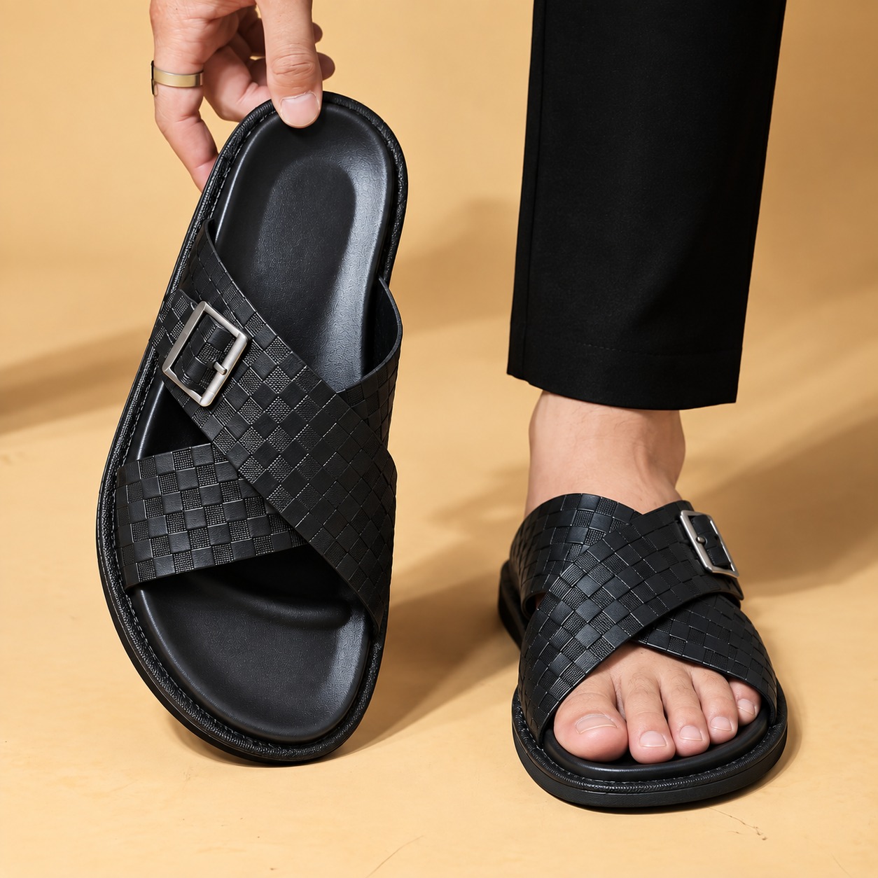 Premium Genuine Leather Sandal CODE: SM102B - Image 5