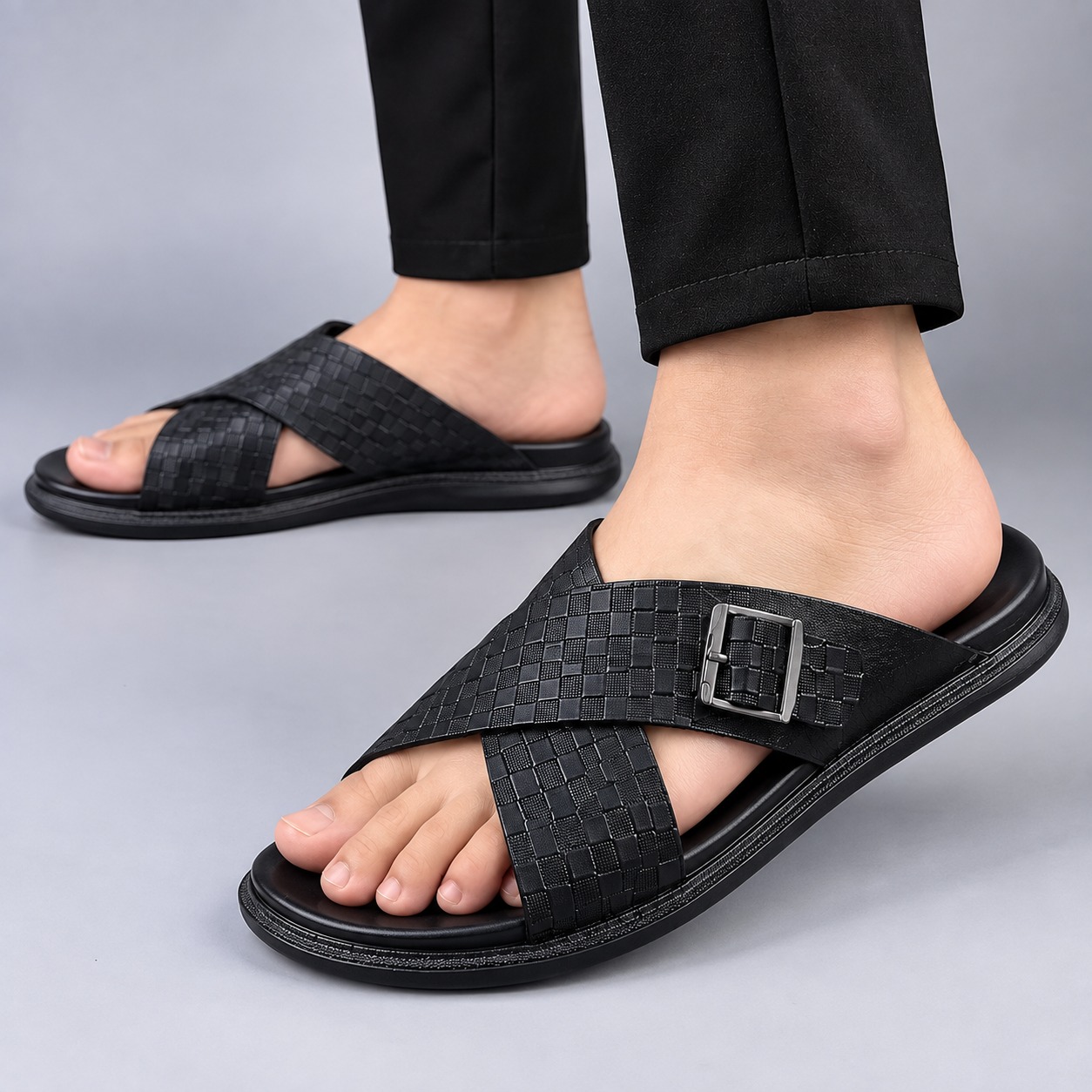 Premium Genuine Leather Sandal CODE: SM102B - Image 3